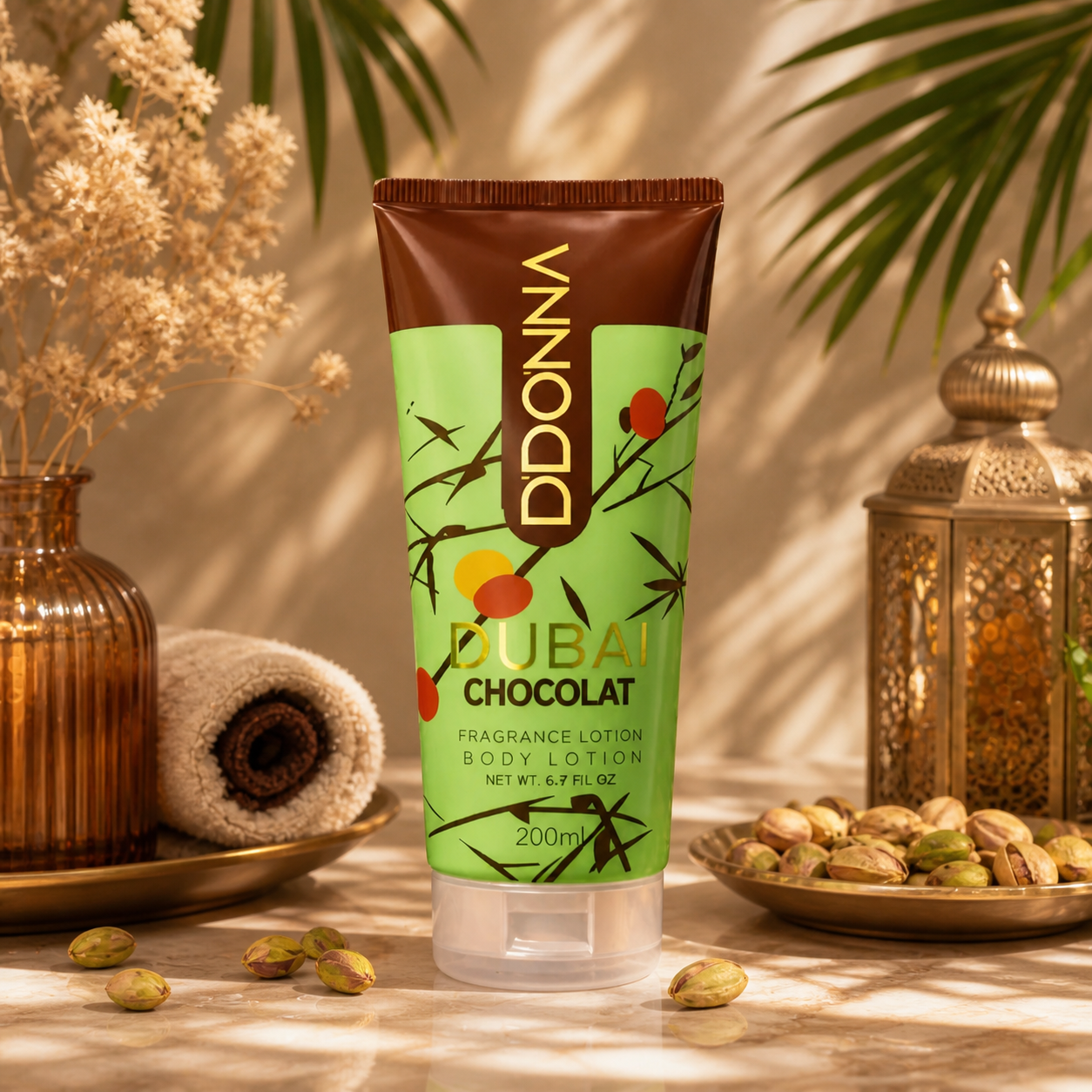 Lotion Corps Chocolat Dubai 200ML – soin hydratant gourmand au parfum chocolat oriental intense pour une peau douce, souple et délicatement parfumée.