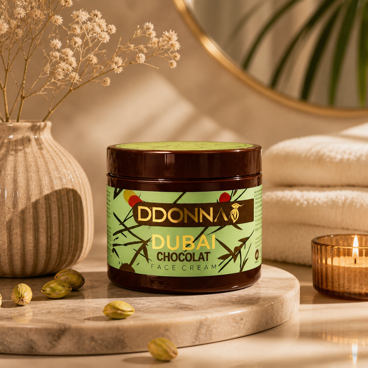 Crème Visage Chocolat Dubai – soin hydratant nourrissant au parfum chocolat gourmand pour une peau douce, souple, éclatante et confortable au quotidien.