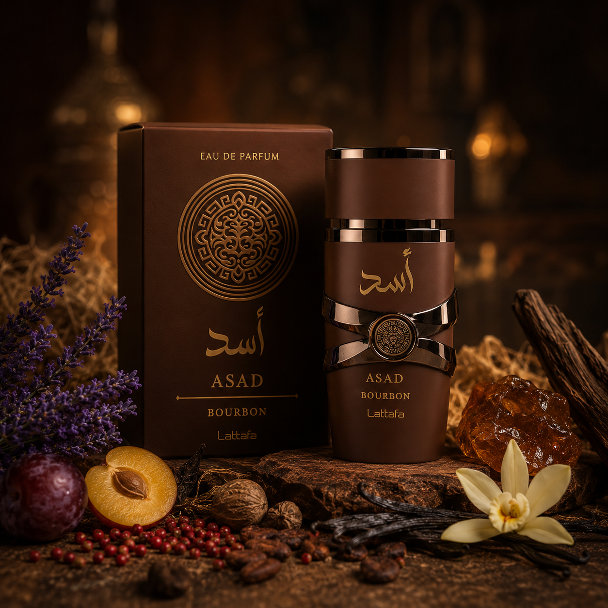 Asad Bourbon Lattafa parfum homme 100ML avec boîte originale ambiance luxe boisée