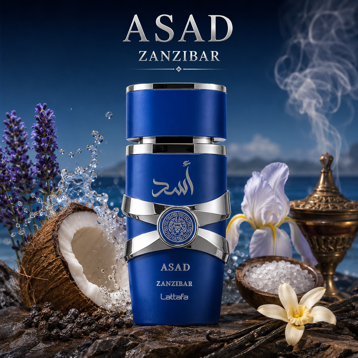Asad Zanzibar Lattafa parfum 100ML avec boîte originale ambiance exotique marine et orientale