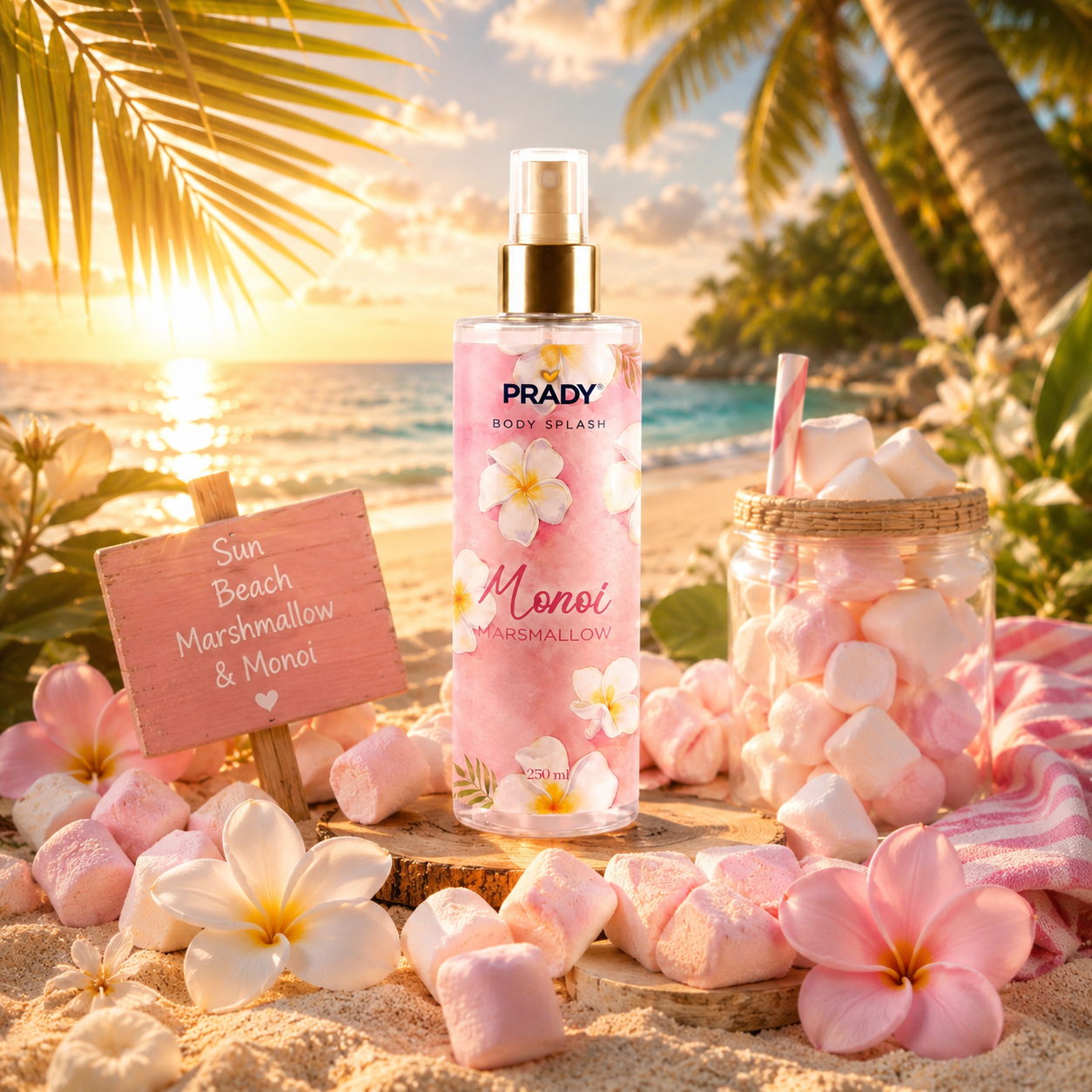 Brume Monoï Marshmallow Prady 250 ml – Parfum Gourmand Corps