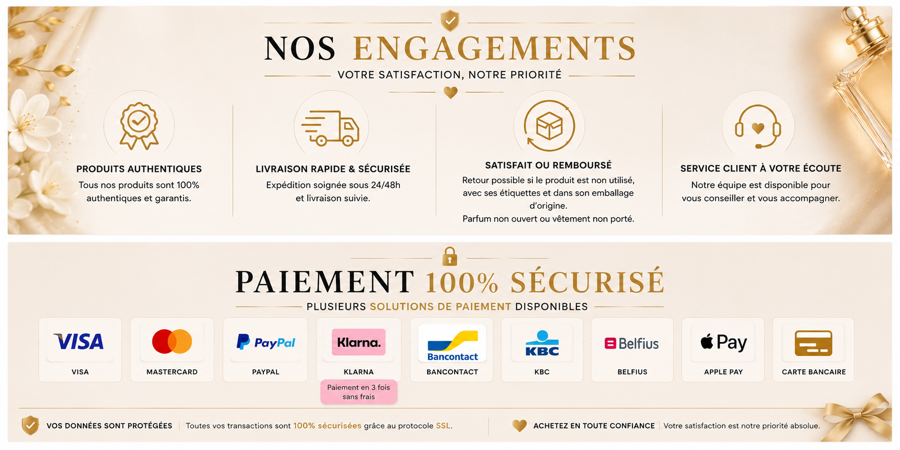 Paiement sécurisé Fashion Victims Visa Mastercard PayPal Klarna Bancontact Belfius KBC