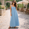 ALT : Robe longue fluide bleu ciel femme dos croisé été