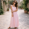 ALT : Robe longue fluide rose femme dos croisé taille unique