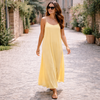 ALT : Robe longue fluide jaune dos croisé femme taille unique été
