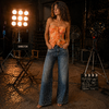 Jean wide leg femme avec strass devant coupe large tendance Fashion Victims