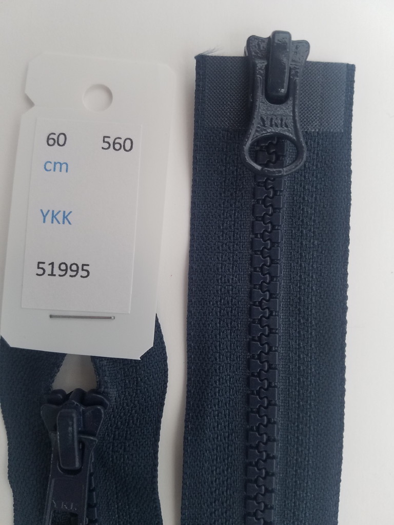 Fermeture à glissière YKK métal double curseur coton délavé 60cm