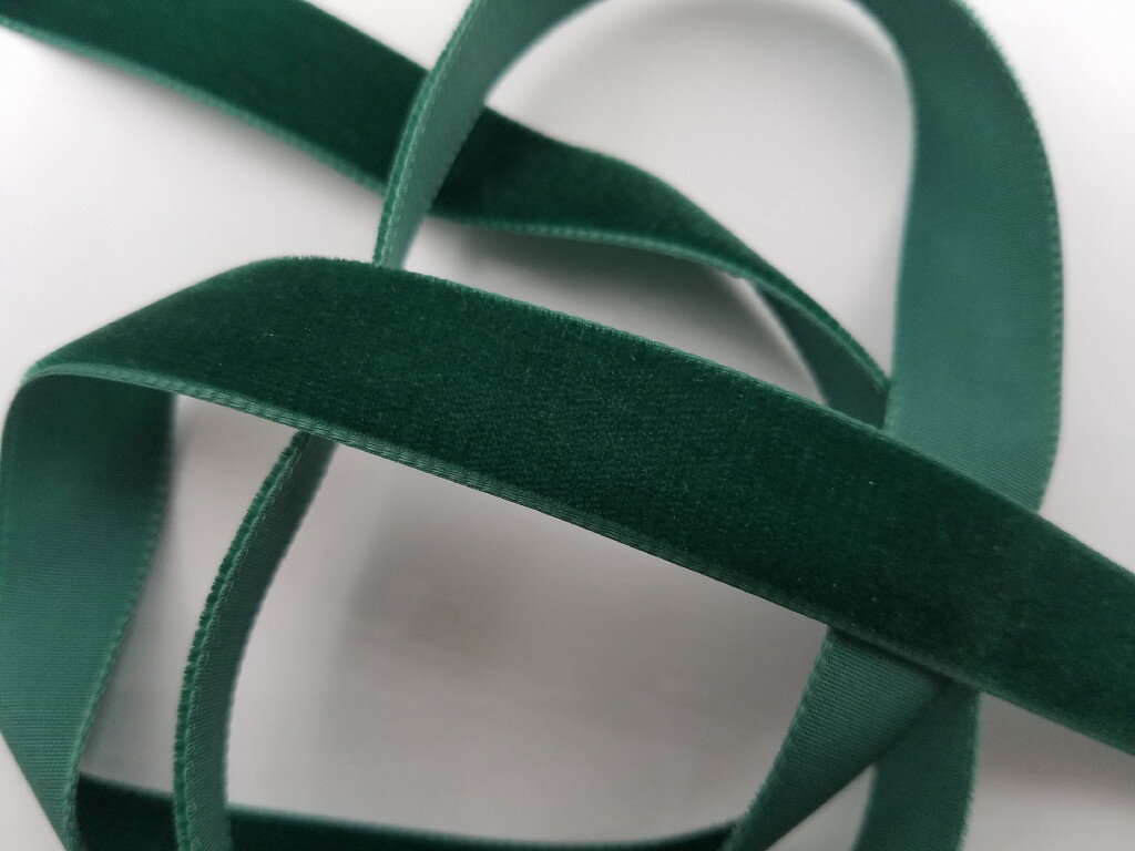 Ruban Velours Vert Foncé Bordure Simple - Largeur 1 Pouce (2,54 Cm) - Pour DIY, Décors, Couture