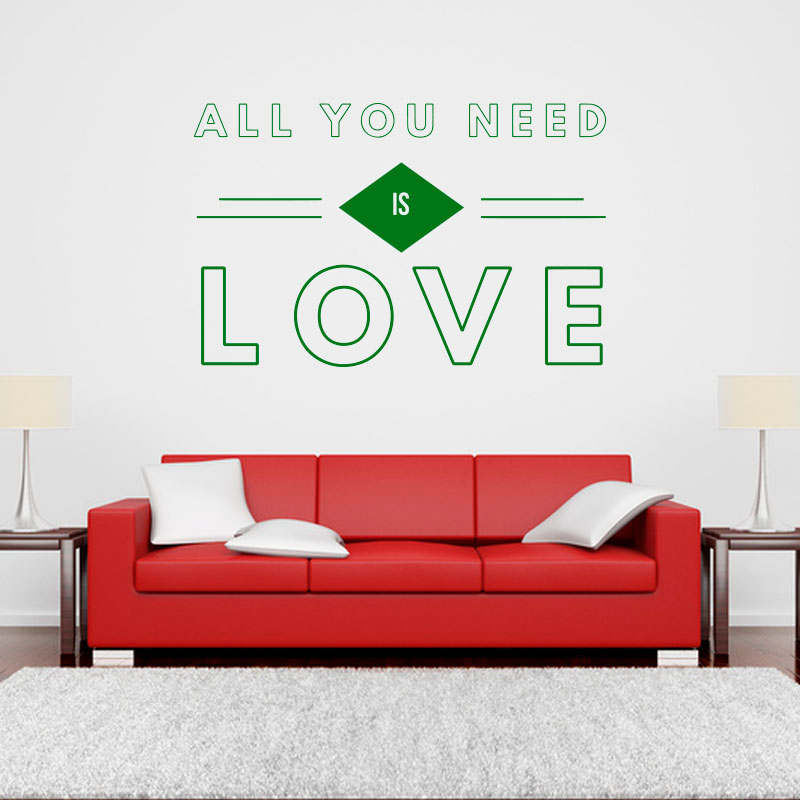sticker-citation-all-you-need-is-love-couleur-vert