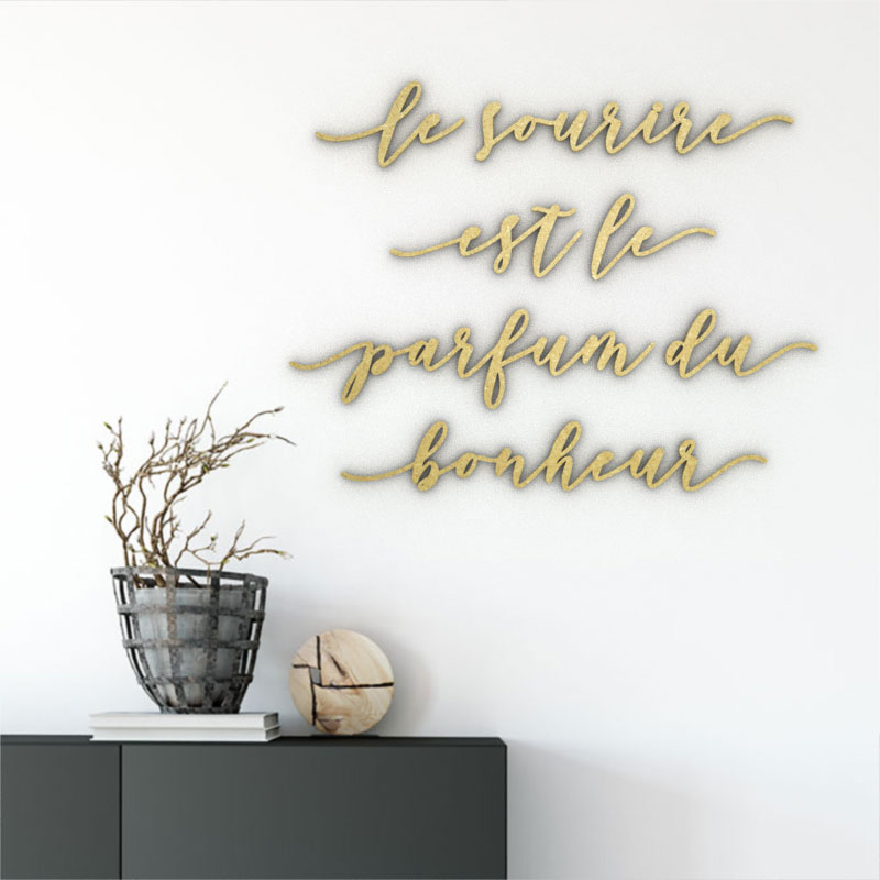 Phrase Murale En Bois Parfum Du Bonheur Citations Deco 3d Artsdeszifs