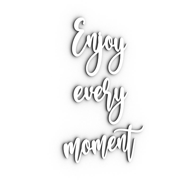 décoration-murale-métal-alu-blanc-citation-enjoy-every-moment-profil