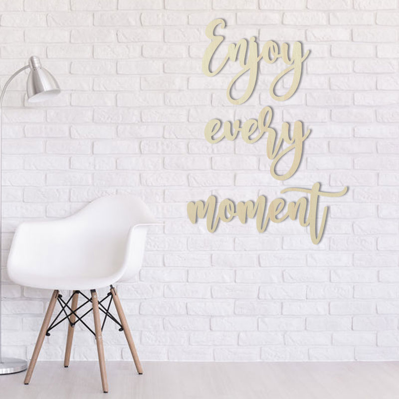 décoration-murale-bois-bouleau-citation-enjoy-every-moment