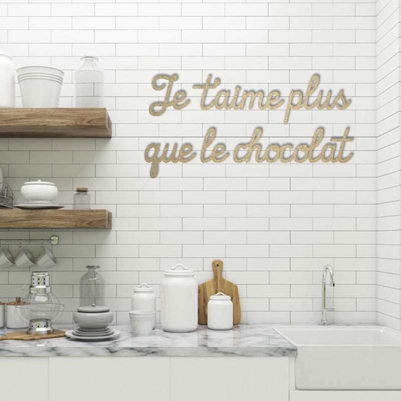Citation murale en bois - Chocolat