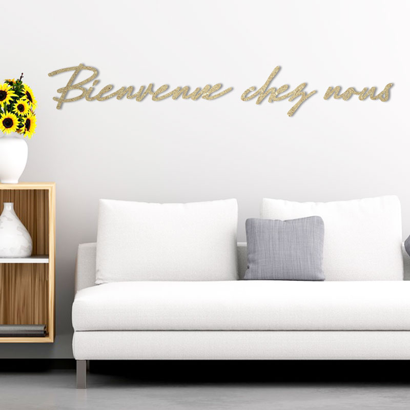 Citation murale en bois - Bienvenue chez nous