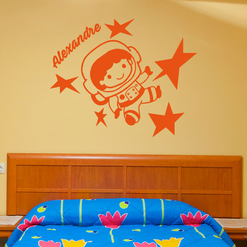 sticker-prenom-personnalisé-astronaute-orange