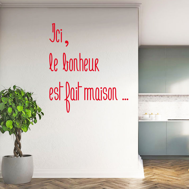 sticker-citation-bonheur-fait-maison-couleur-rouge