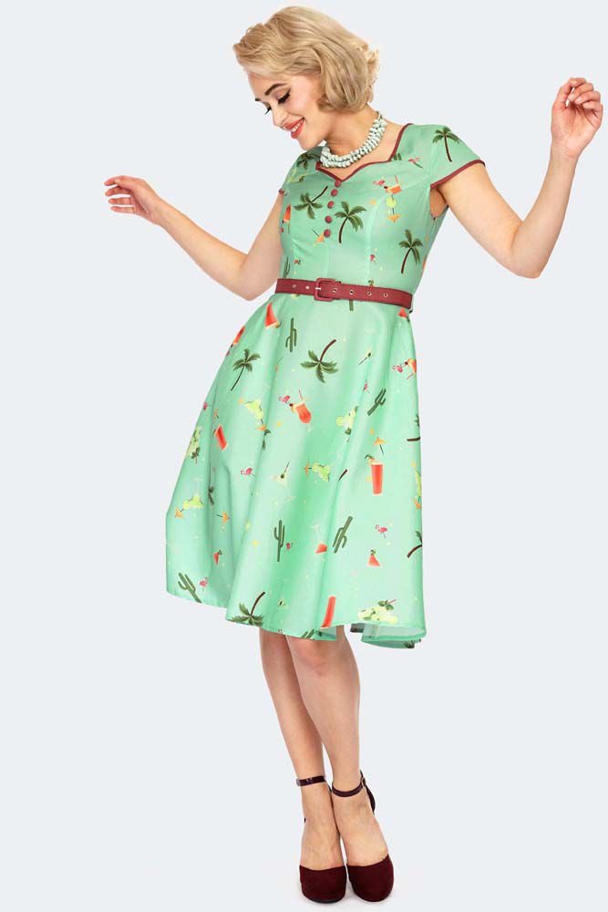 Robe Pinup Rétro 50s Rockabilly Voodoo Vixen Cocktail Tropical Vêtementsrobe Belldandy 