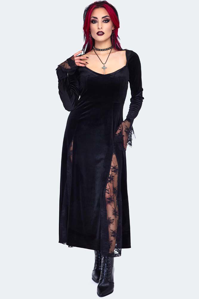 Robe Gothique Glam Rock Jawbreaker Witchy Velvet Maxi