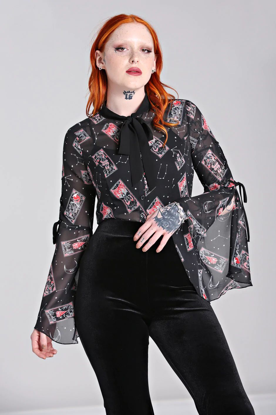 Chemisier Blouse Hell Bunny Gothique Rock Duality
