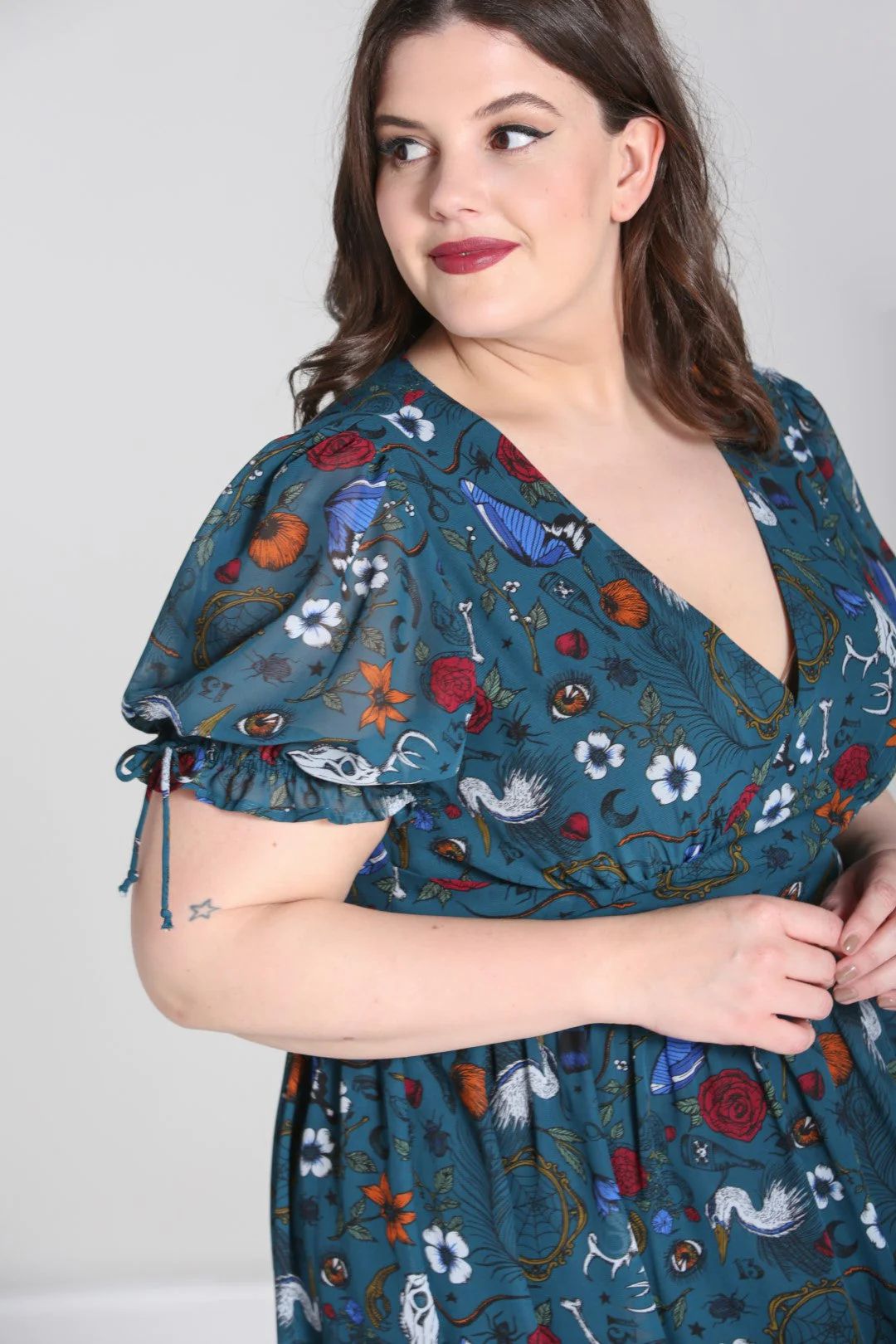 Robe Midi Gothique Hell Bunny - Style Vintage Années 50 Avec Motifs Fantômes - Coton Extensible