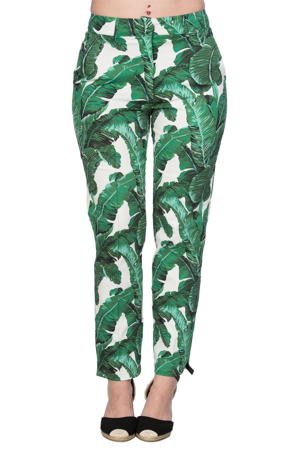 Pantalon Banned Pinup Rétro 40\'s 50\'s Rockabilly Tropical Leaves