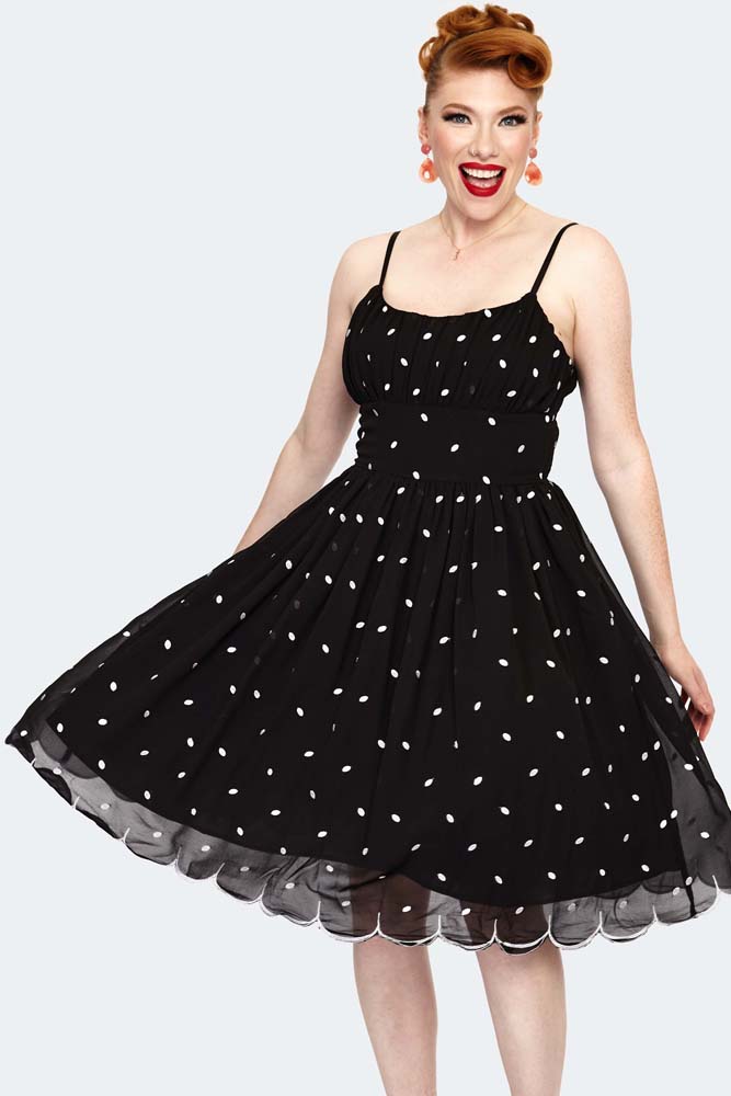 Robe Rétro Années 50 En Maille à Pois | Style Papillon – Coupe Trapèze & Col Bateau | Robe Femme Vintage élégante