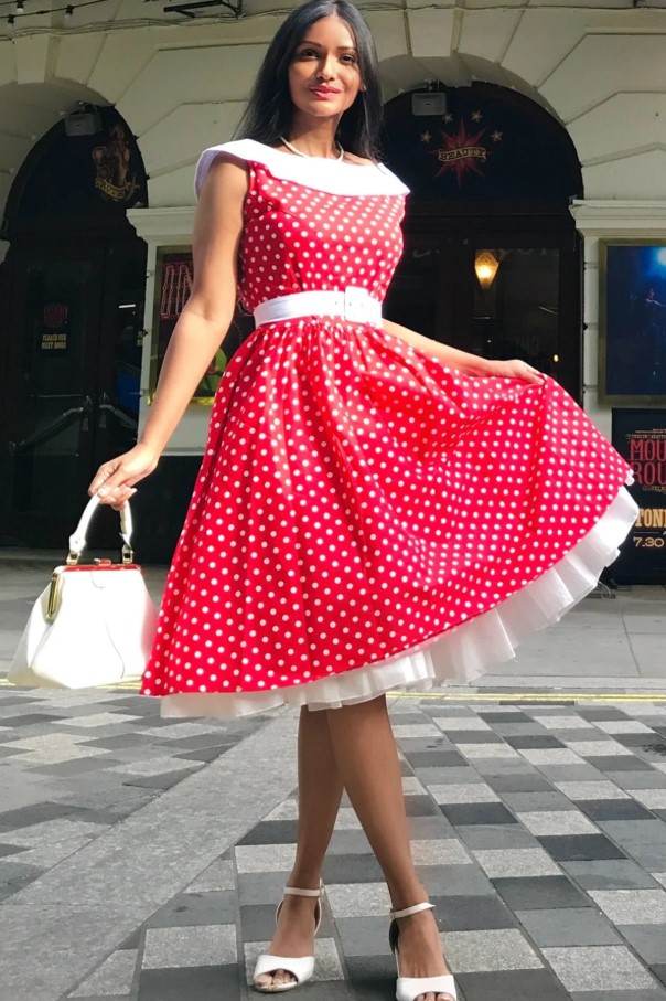 Rockabilly Robe Ã Pois Rouge Robe Dolly And Dotty PinUp Rétro 50's