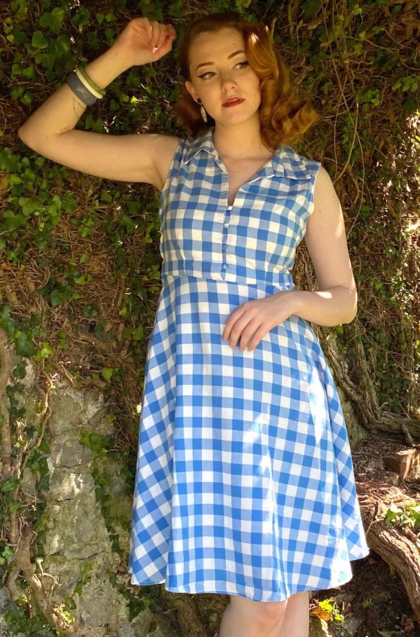 Robe Rock-a-billy Fever Fish Années 50 - Taille XL (36"), Imprimé Baroque Bleu Et Noir