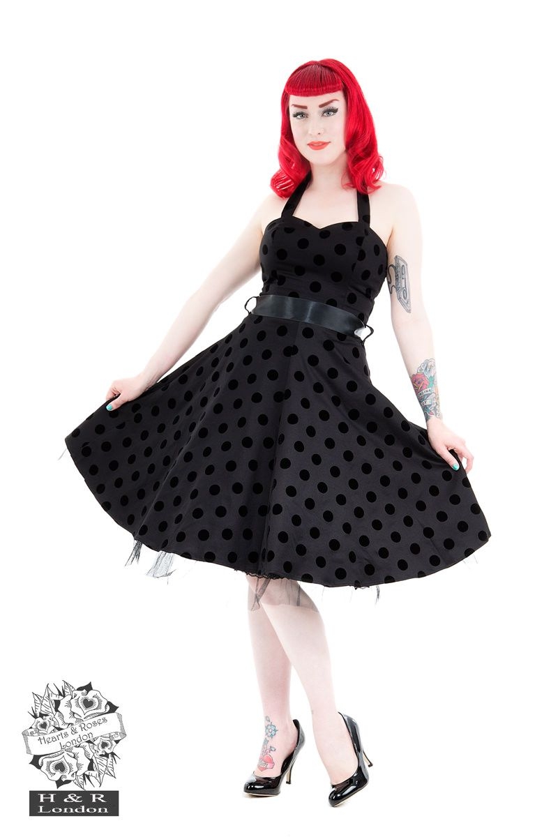 Robe Dos Nu Pin Up Rétro Vintage 50s Swing Pois Floqué Vêtementsrobe Belldandy 