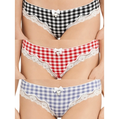 Lot de 3 Culottes Rockabilly Pin-Up 50's Pussy Deluxe Vichy