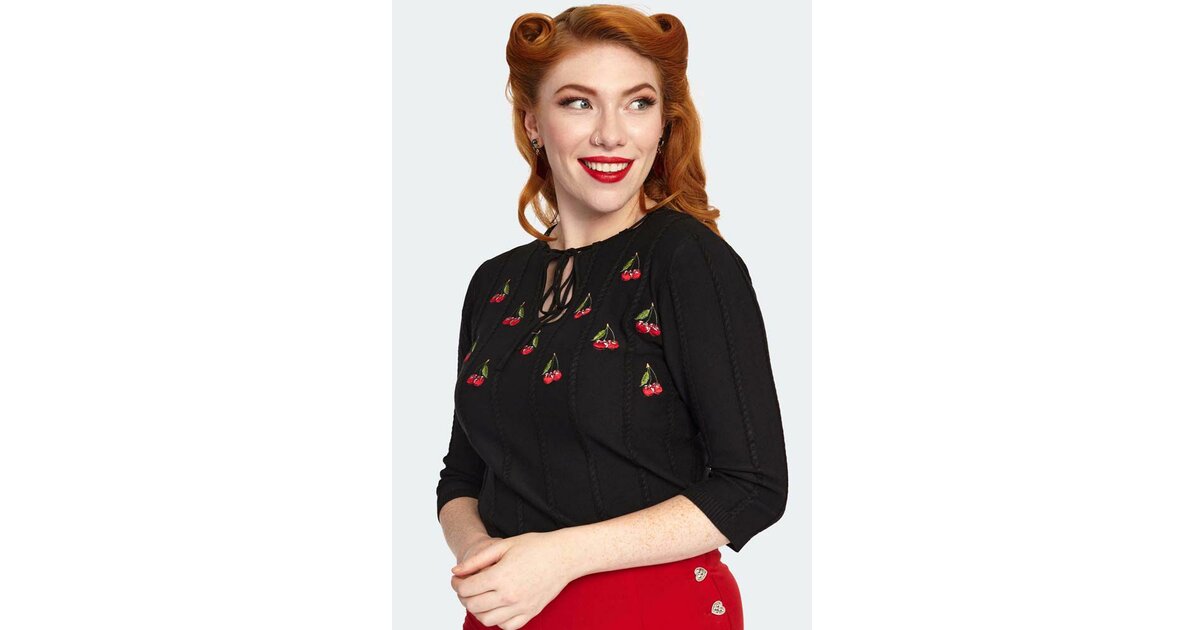 Cardigan Rockabilly Pin-up - Taille 38, Motif Cerises Et Zombies, Neuf Avec étiquettes