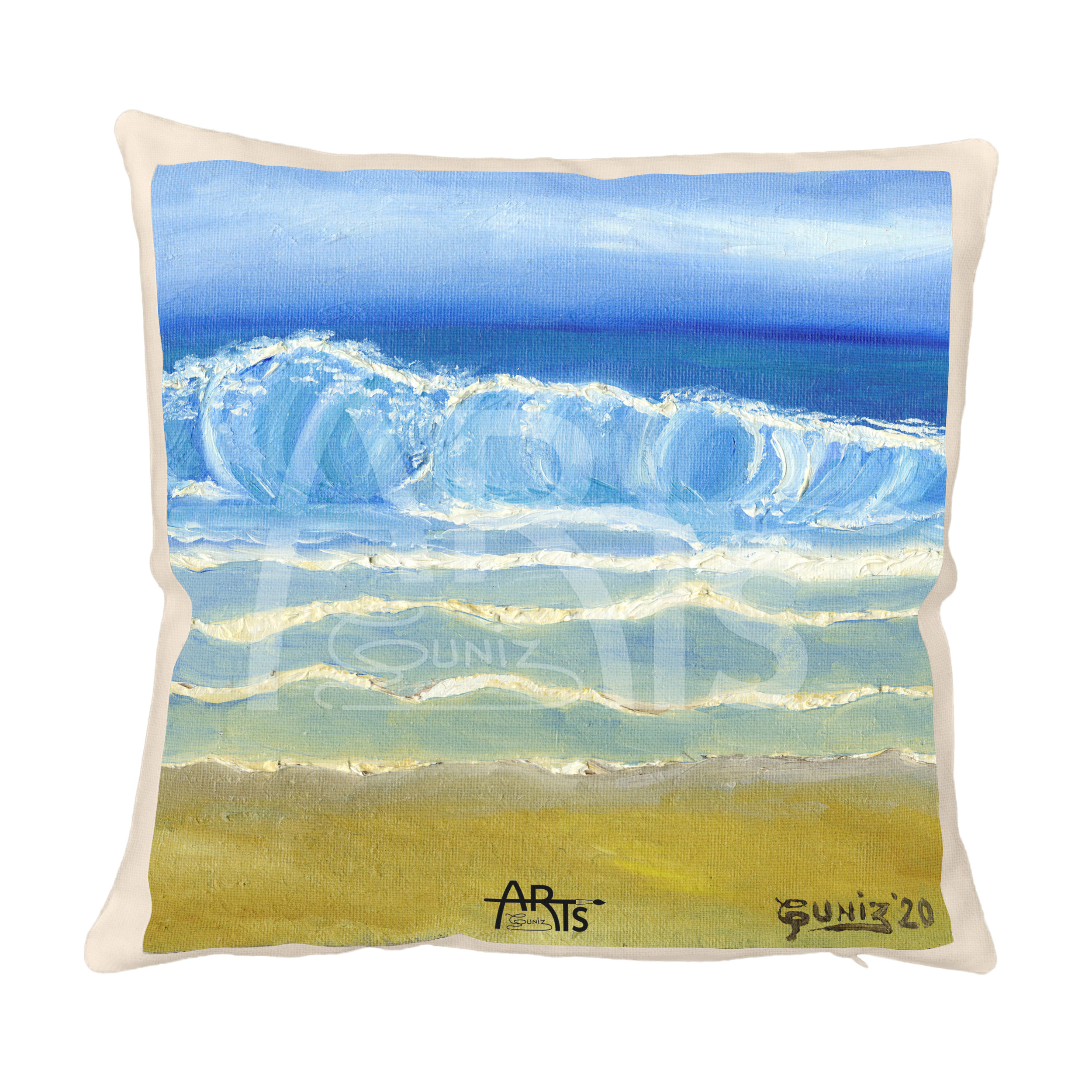 coussin en lin guniz arts vagues