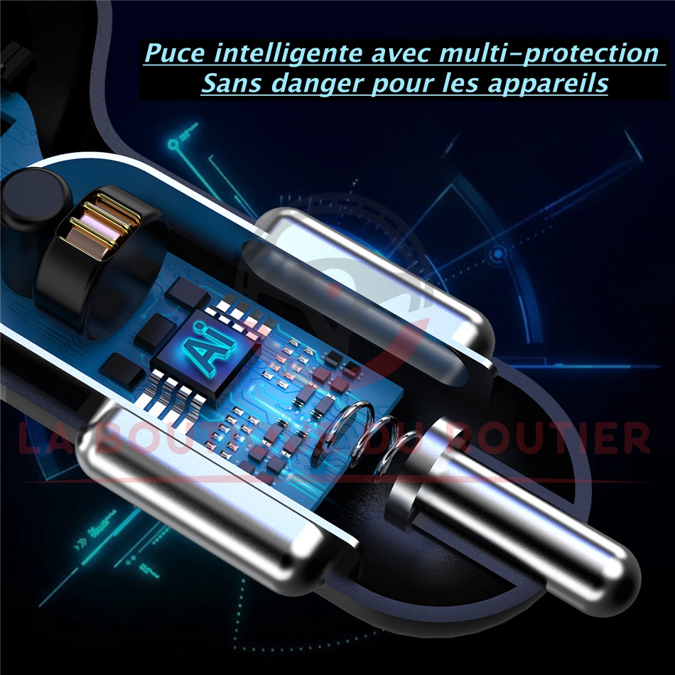 Chargeur allume-cigare 12V-24V 4 ports USB - laboutiqueduroutier