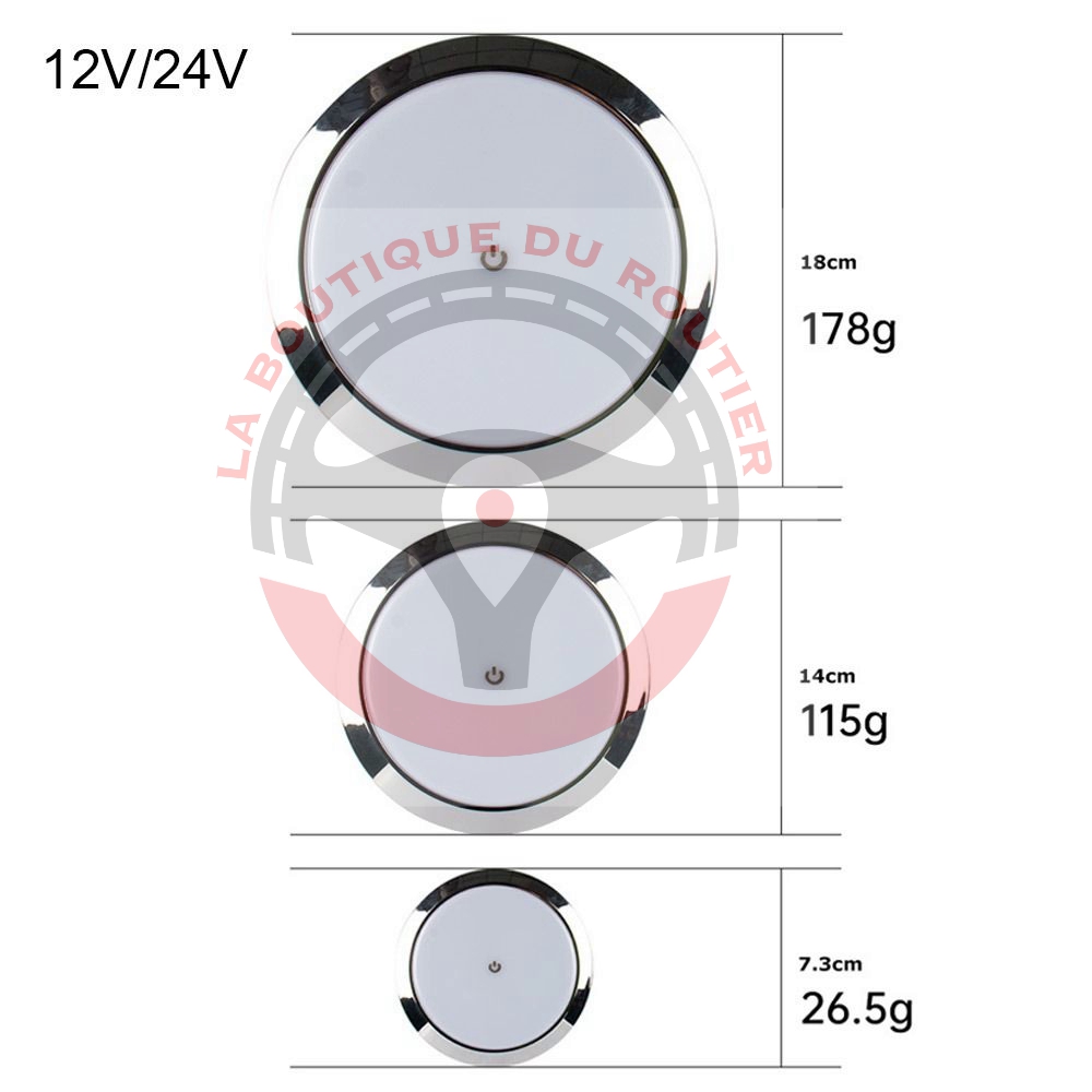 Plafonnier LED Tactile Extra-plat 12V/24V
