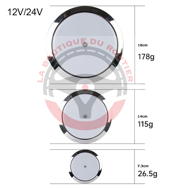 Plafonnier LED Extra-Plat 12V/24V - Lampe Dôme 60 LED Pour Camping-Car, Van, Bateau, Remorque, Avec Interrupteur, Large Tension 9-85V (Lot De 2)