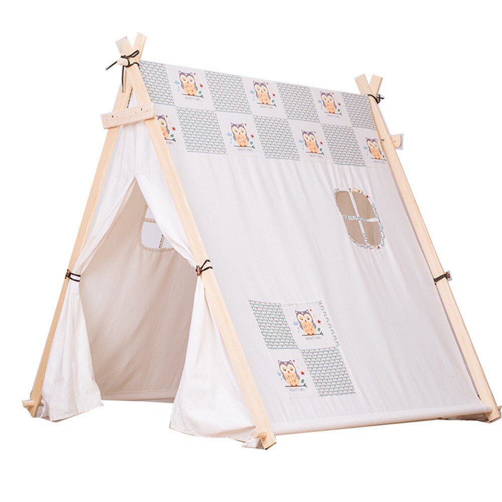 Tipi Tente Enfant | Doux Hiboux fond blanc