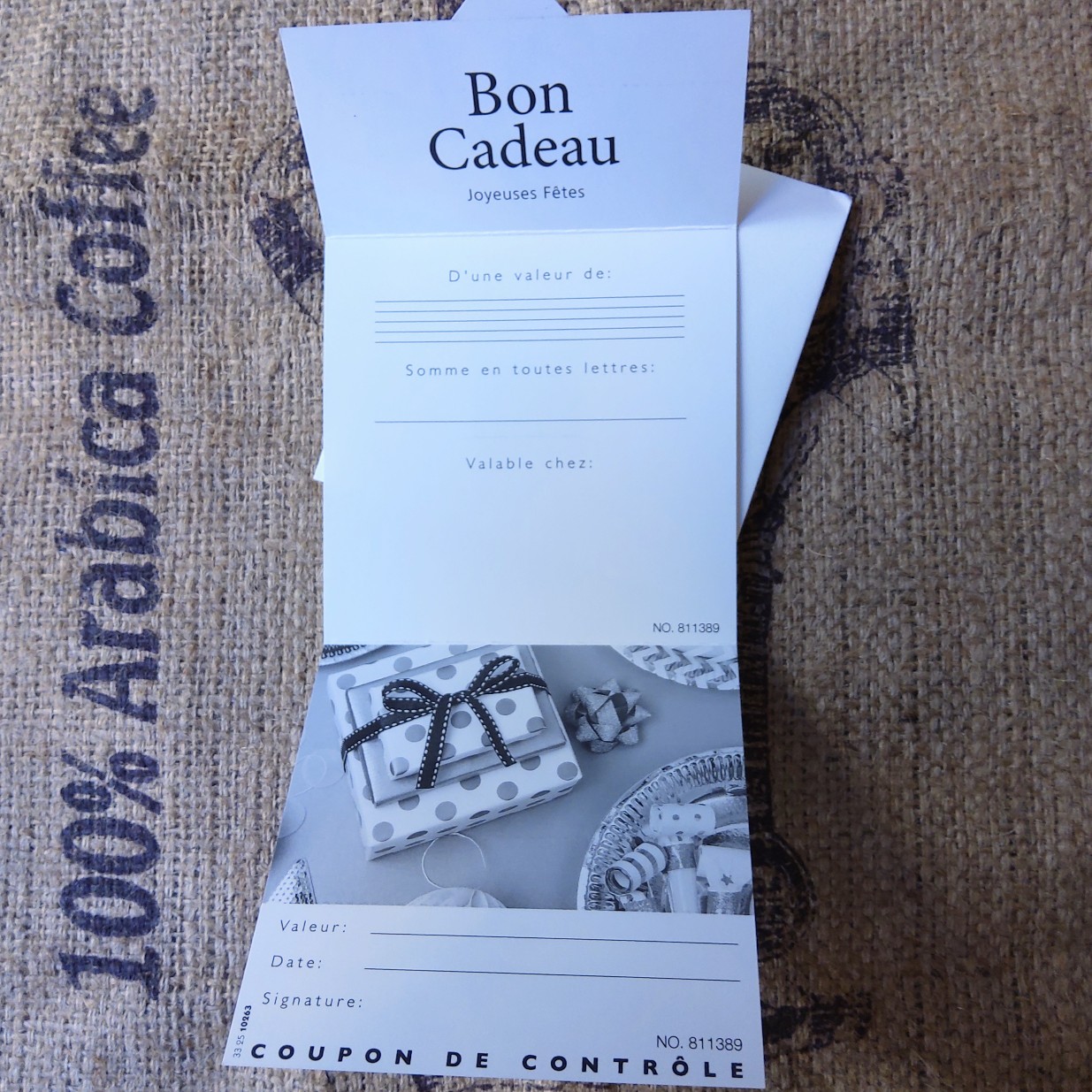 carte- Cadeau validité 1 an Torrefactoon café la Cigale
