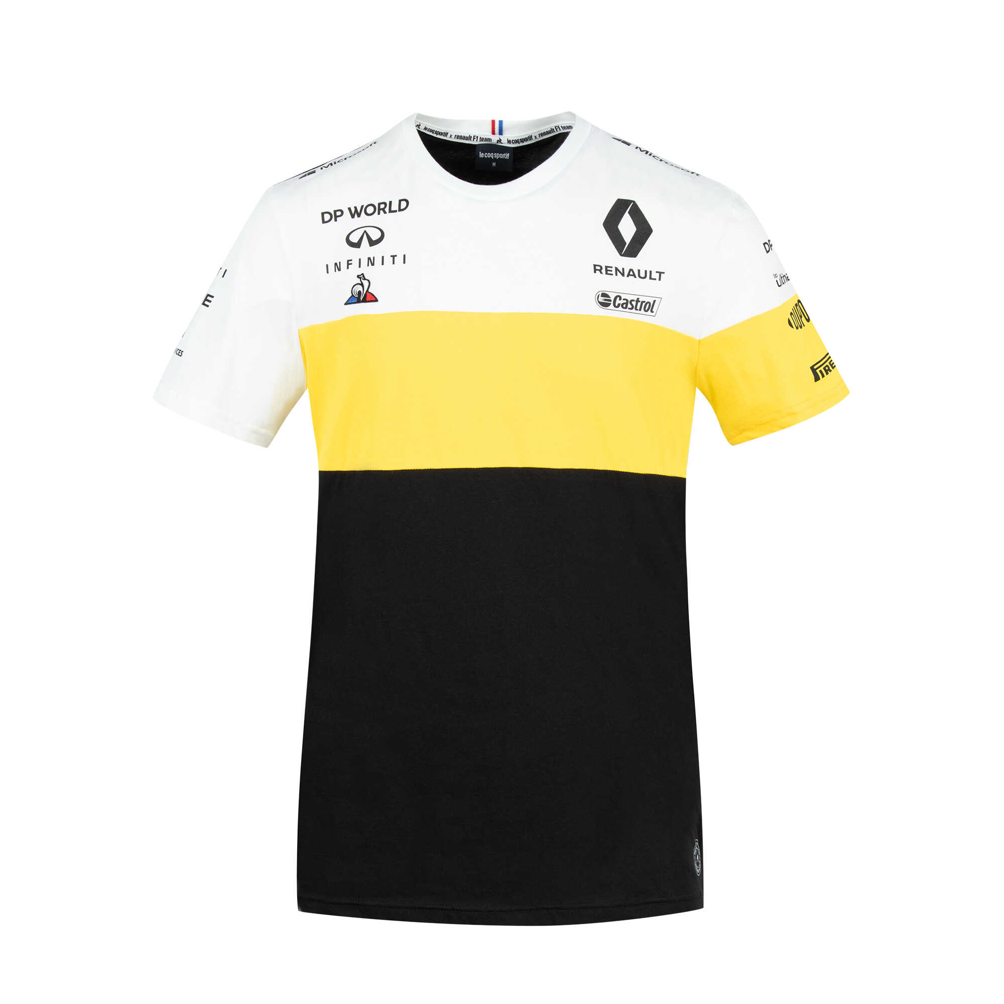 T-shirt Renault F1 noir et jaune vue devant