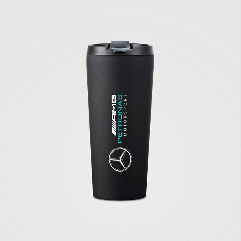 Thermos Mercedes AMG Petronas noir 400 ml vue devant avec logo