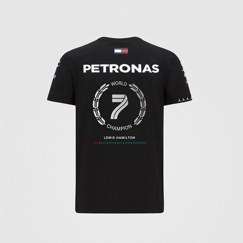 T-shirt noir Mercedes AMG Petronas Championnat Pilotes F1 2020 Lewis Hamilton vue dos