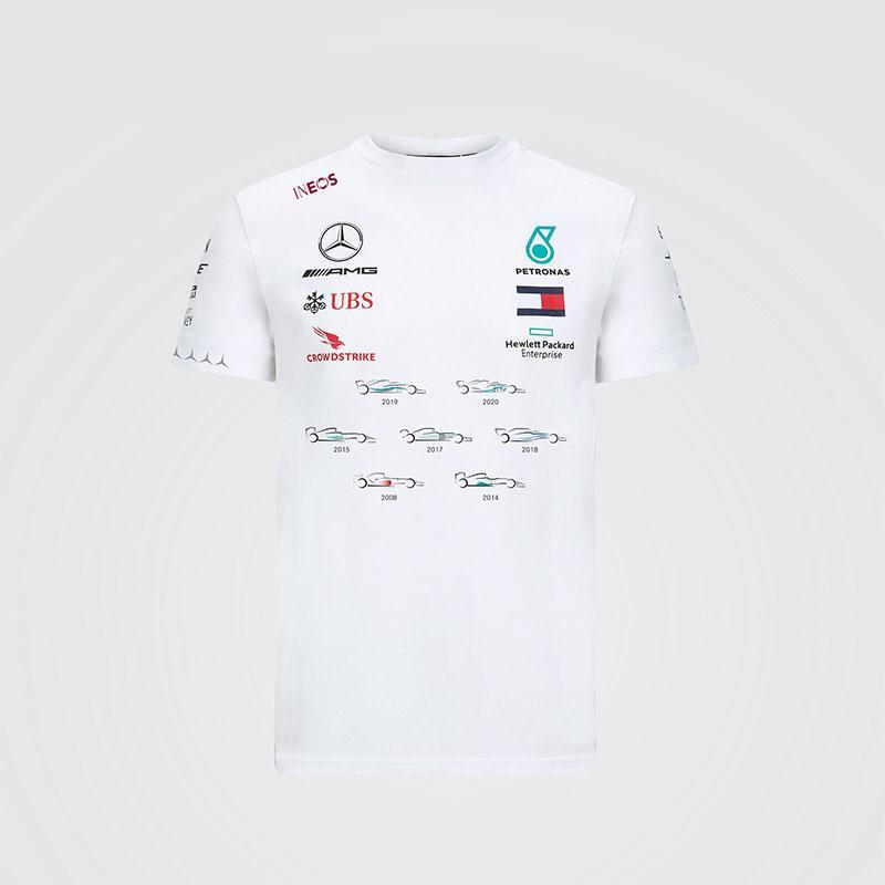 T-shirt blanc Mercedes AMG Petronas Championnat Pilotes F1 2020 Lewis Hamilton vue devant