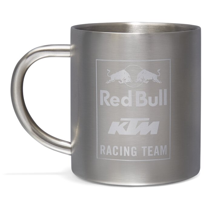 Tasse métal KTM Red Bull argenté vue gauche