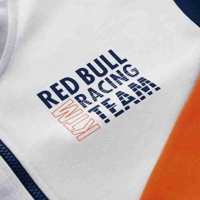 Sweat à capuche zippé KTM Red Bull Fletch bleu marine et blanc vue zoom sur logo