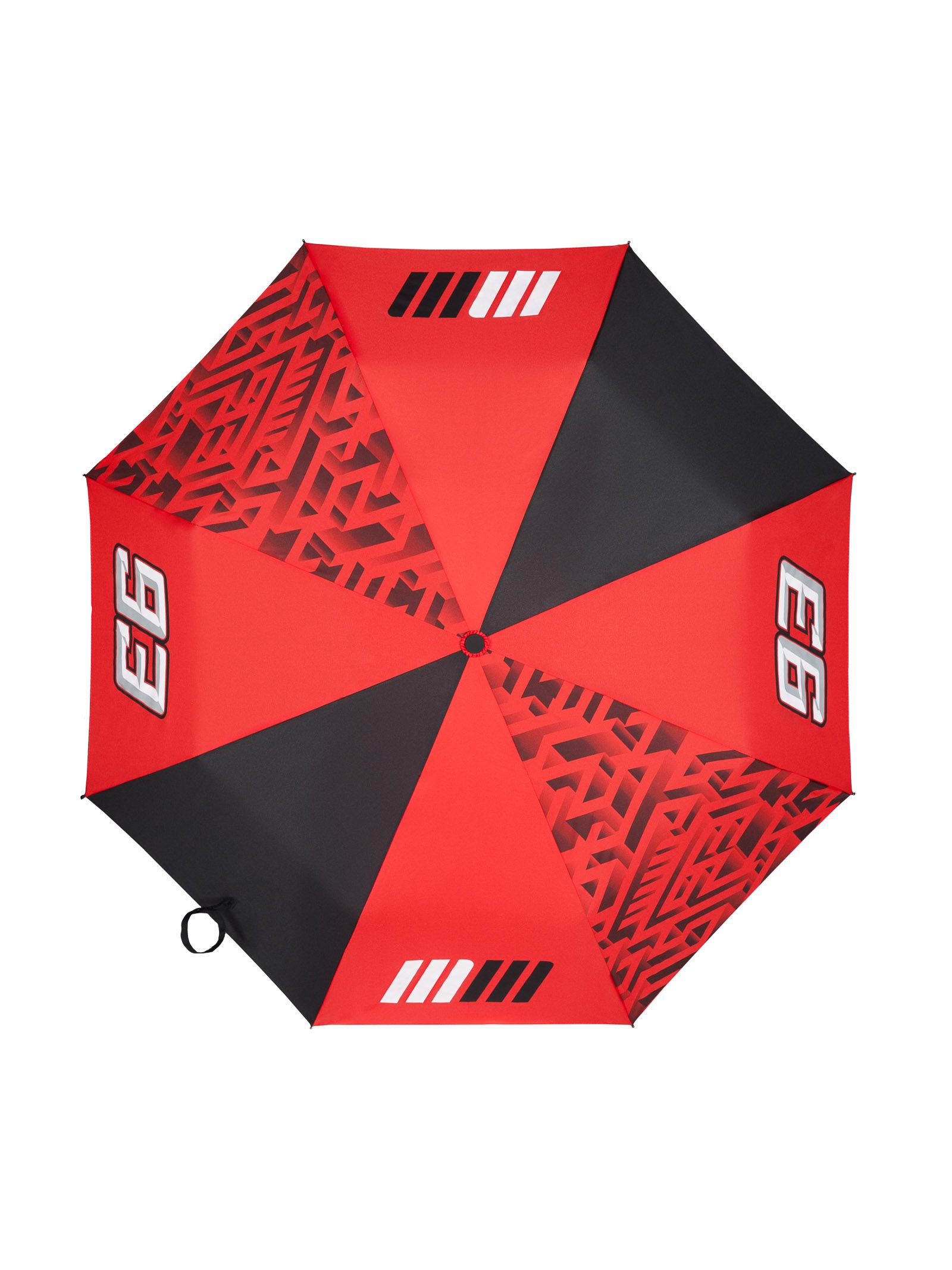 Parapluie Marc Marquez 93 rouge et noir vue du haut