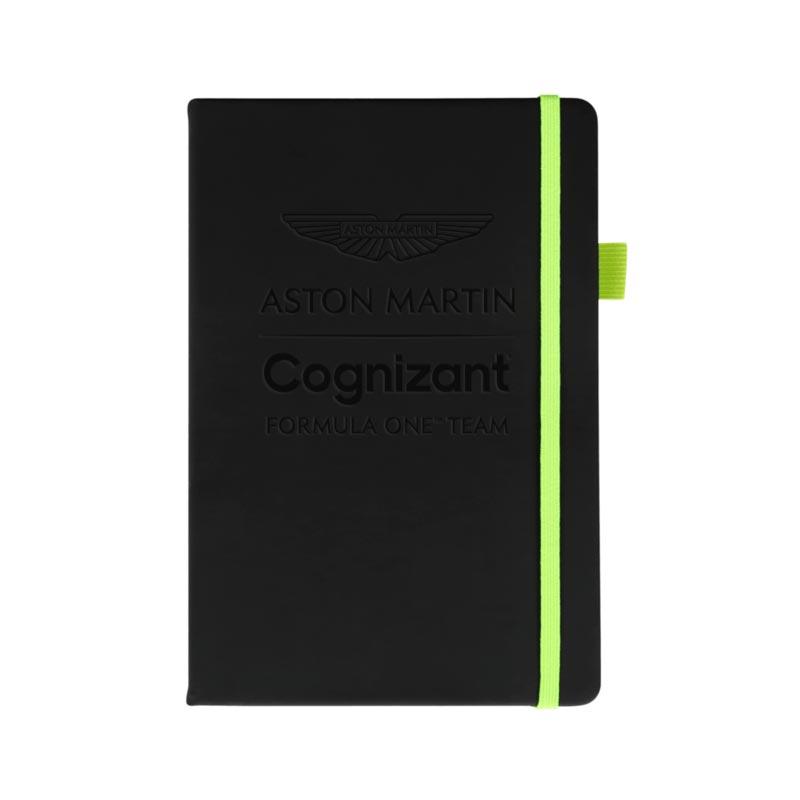Cahier bloc-notes Aston Martin F1 noir mat vue face