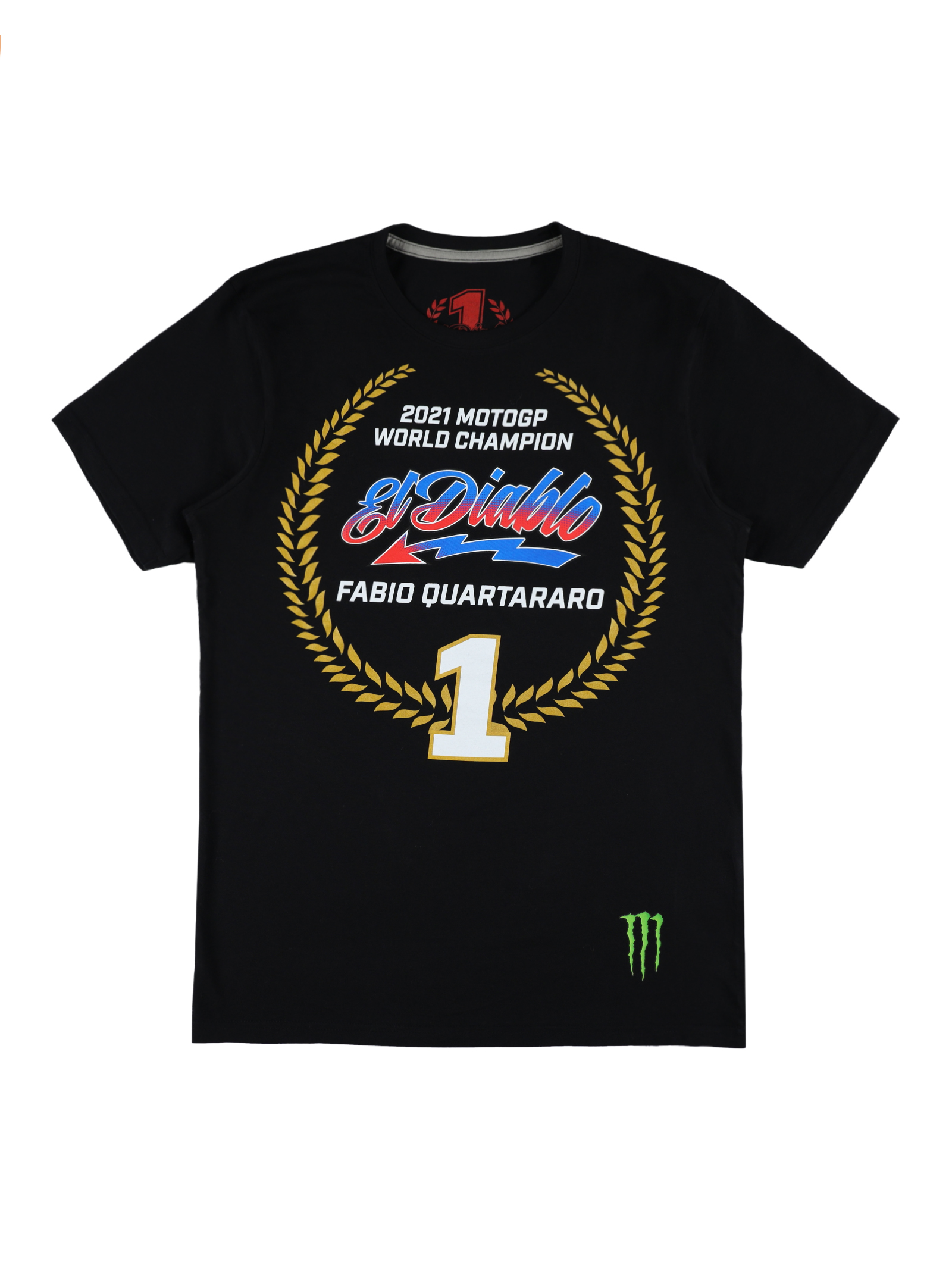 T-shirt Fabio Quartararo Champion du Monde 2021 noir vue devant