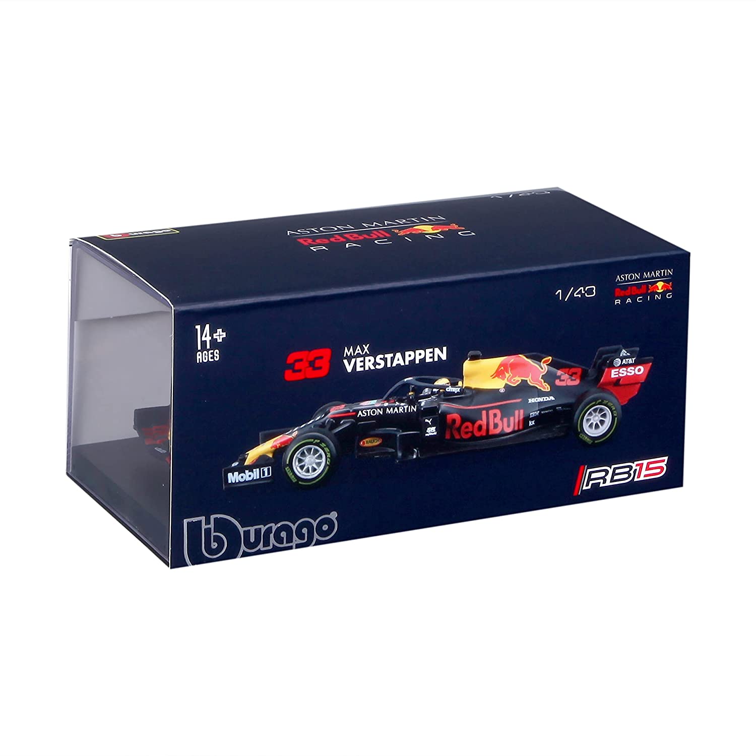 Voiture miniature Max Verstappen 33 Red Bull Racing RB15 boite vue profil