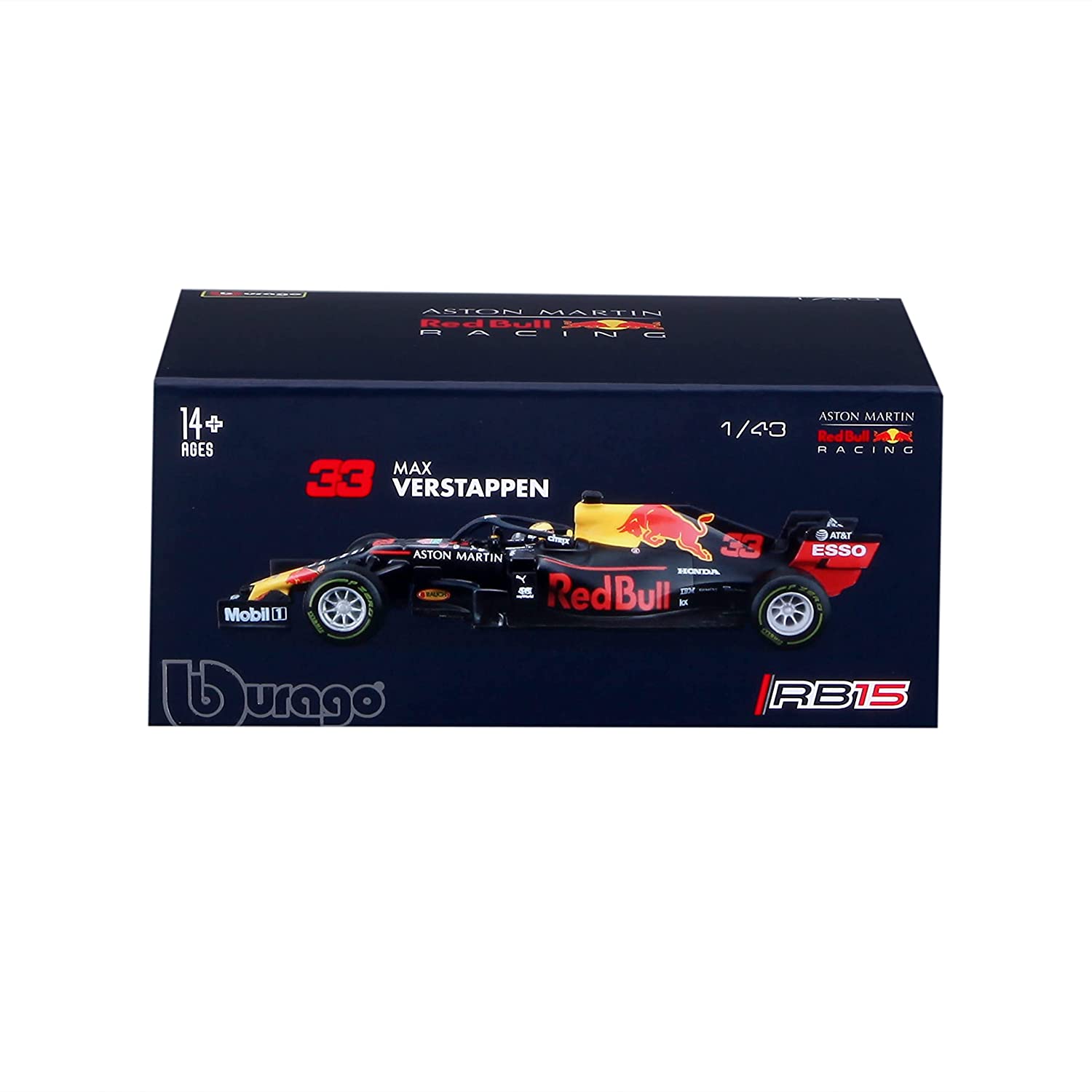 Voiture miniature Max Verstappen 33 Red Bull Racing RB15 boite vue face