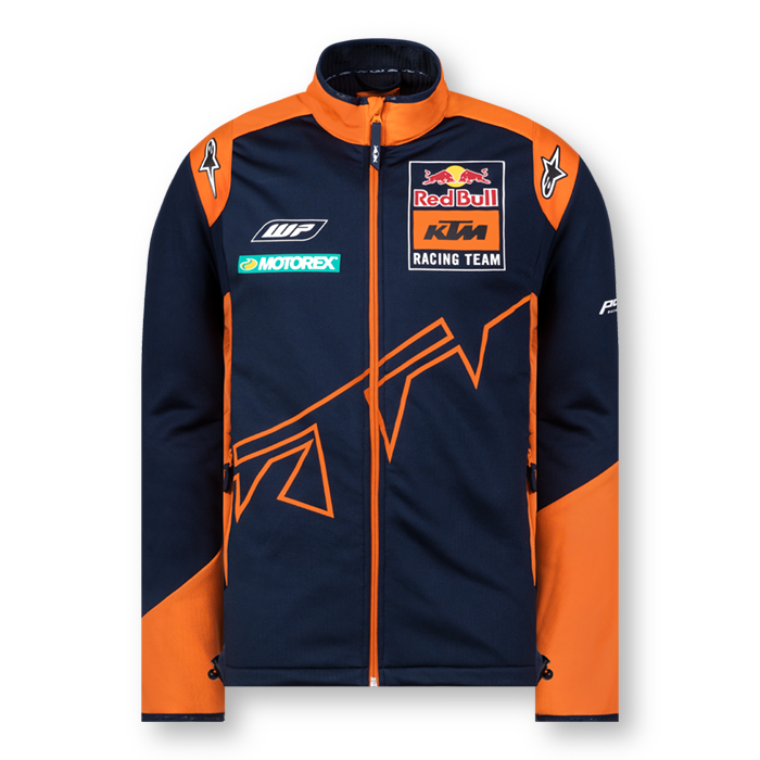 Veste softshell KTM Red Bull Racing Team 2022 bleu orange vue devant KTM22003