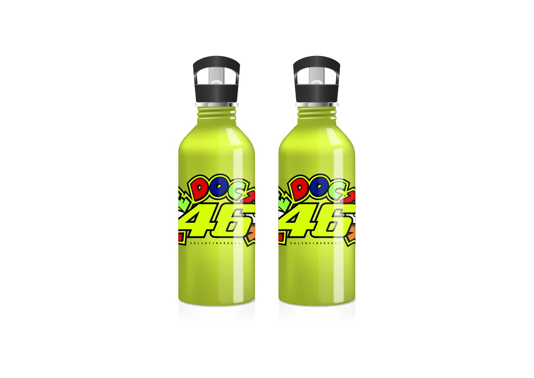 Bouteille d’eau Valentino Rossi The Doctor 46 en métal 500 ml jaune fluo